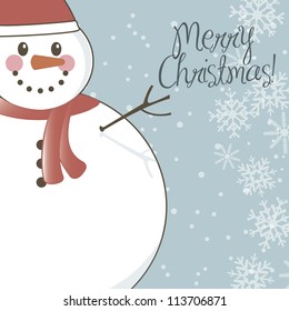 merry christmas card with snowman background. vector illustration