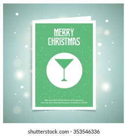 
Merry Christmas card with the the sparkling Cocktail glass