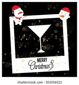 Merry Christmas card with the the sparkling Cocktail glass