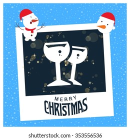 Merry Christmas card with the the sparkling Cocktail glass
