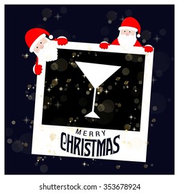 
Merry Christmas card with the the sparkling Cocktail glass