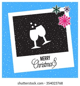 Merry Christmas card with the the sparkling Cocktail glass
