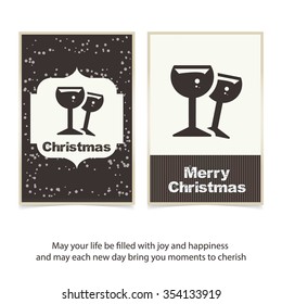 Merry Christmas card with the the sparkling Cocktail glass
