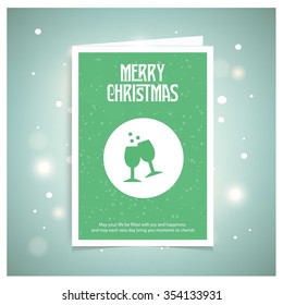 Merry Christmas card with the the sparkling Cocktail glass

