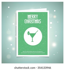 Merry Christmas card with the the sparkling Cocktail glass
