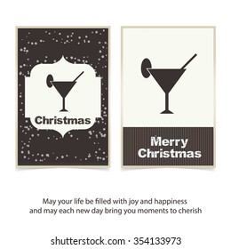 Merry Christmas card with the the sparkling Cocktail glass
