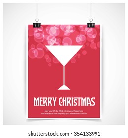 Merry Christmas card with the the sparkling Cocktail glass
