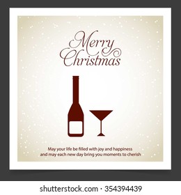 Merry Christmas card with the the sparkling Cocktail glass
