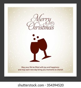 Merry Christmas card with the the sparkling Cocktail glass