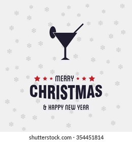 Merry Christmas card with the the sparkling Cocktail glass