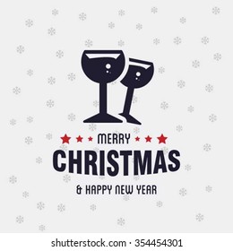 Merry Christmas card with the the sparkling Cocktail glass