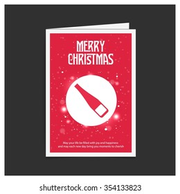 Merry Christmas card with the the sparkling wine Bottle