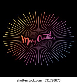 merry christmas Card with Starburst. Vector illustration.
