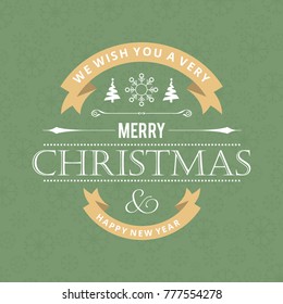 Merry christmas card with stylish text and christmas tree.