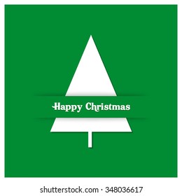 Merry Christmas card, stylized Christmas tree on decorative background. Design elements for holiday cards. Green Xmas decorated tree icon. vector illustration