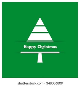 Merry Christmas card, stylized Christmas tree on decorative background. Design elements for holiday cards. Green Xmas decorated tree icon. vector illustration