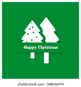 Merry Christmas card, stylized Christmas tree on decorative background. Design elements for holiday cards. Green Xmas decorated tree icon. vector illustration