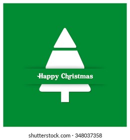 Merry Christmas card, stylized Christmas tree on decorative background. Design elements for holiday cards. Green Xmas decorated tree icon. vector illustration