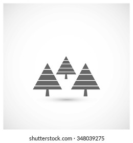 Merry Christmas card, stylized Christmas tree on decorative background. Design elements for holiday cards. Gray color Xmas decorated tree icon. vector illustration