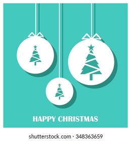 Merry Christmas card, stylized Christmas tree on decorative background. Design elements for holiday cards. Xmas decorated tree icon and website banner template. vector Greeting Card illustration