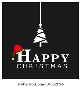 Merry Christmas card, stylized Christmas tree on decorative background. Design elements for holiday cards. Xmas decorated tree icon and website banner template. vector Greeting Card illustration