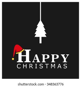 Merry Christmas card, stylized Christmas tree on decorative background. Design elements for holiday cards. Xmas decorated tree icon and website banner template. vector Greeting Card illustration