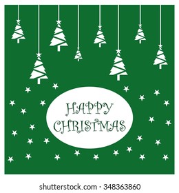 Merry Christmas card, stylized Christmas tree on decorative background. Design elements for holiday cards. Xmas decorated tree icon and website banner template. vector Greeting Card illustration