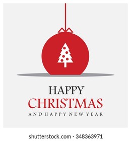 Merry Christmas card, stylized Christmas tree on decorative background. Design elements for holiday cards. Xmas decorated tree icon and website banner template. vector Greeting Card illustration