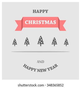 Merry Christmas card, stylized Christmas tree on decorative background. Design elements for holiday cards. web banner. vector Greeting Card illustration