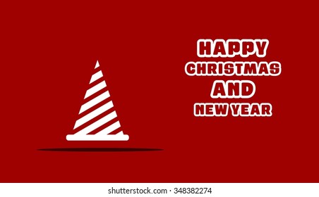 Merry Christmas card, stylized Christmas tree on decorative background. Design elements for holiday cards. Xmas decorated tree icon. vector Greeting Card illustration