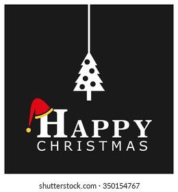 Merry Christmas card, stylized Christmas tree on decorative background. Design elements for holiday cards.  Xmas decorated tree icon. vector Greeting Card illustration
