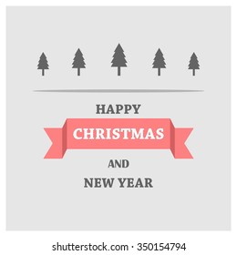 Merry Christmas card, stylized Christmas tree on decorative background. Design elements for holiday cards.  Xmas decorated tree icon. vector Greeting Card illustration
