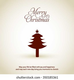 Merry Christmas card, stylized Christmas tree on decorative background. Design elements for holiday cards.  Xmas decorated tree icon. vector Greeting Card illustration