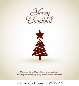 Merry Christmas card, stylized Christmas tree on decorative background. Design elements for holiday cards.  Xmas decorated tree icon. vector Greeting Card illustration