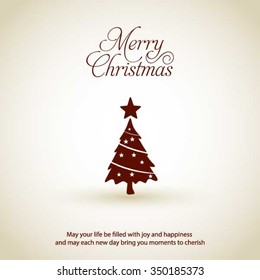 Merry Christmas card, stylized Christmas tree on decorative background. Design elements for holiday cards.  Xmas decorated tree icon. vector Greeting Card illustration