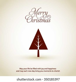 Merry Christmas card, stylized Christmas tree on decorative background. Design elements for holiday cards.  Xmas decorated tree icon. vector Greeting Card illustration