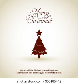 Merry Christmas card, stylized Christmas tree on decorative background. Design elements for holiday cards.  Xmas decorated tree icon. vector Greeting Card illustration