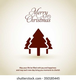 Merry Christmas card, stylized Christmas tree on decorative background. Design elements for holiday cards.  Xmas decorated tree icon. vector Greeting Card illustration