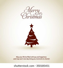Merry Christmas card, stylized Christmas tree on decorative background. Design elements for holiday cards.  Xmas decorated tree icon. vector Greeting Card illustration