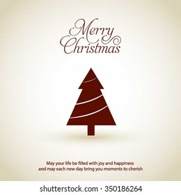 Merry Christmas card, stylized Christmas tree on decorative background. Design elements for holiday cards.  Xmas decorated tree icon. vector Greeting Card illustration