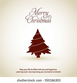 Merry Christmas card, stylized Christmas tree on decorative background. Design elements for holiday cards.  Xmas decorated tree icon. vector Greeting Card illustration