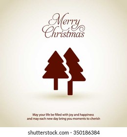 Merry Christmas card, stylized Christmas tree on decorative background. Design elements for holiday cards.  Xmas decorated tree icon. vector Greeting Card illustration
