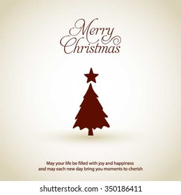 Merry Christmas card, stylized Christmas tree on decorative background. Design elements for holiday cards.  Xmas decorated tree icon. vector Greeting Card illustration