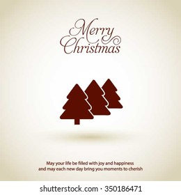 Merry Christmas card, stylized Christmas tree on decorative background. Design elements for holiday cards.  Xmas decorated tree icon. vector Greeting Card illustration