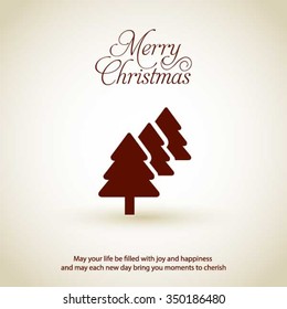 Merry Christmas card, stylized Christmas tree on decorative background. Design elements for holiday cards.  Xmas decorated tree icon. vector Greeting Card illustration