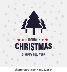 Merry Christmas card, stylized Christmas tree on decorative background. Design elements for holiday cards. Xmas decorated tree icon. vector Greeting Card illustration