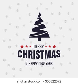 Merry Christmas card, stylized Christmas tree on decorative background. Design elements for holiday cards. Xmas decorated tree icon. vector Greeting Card illustration