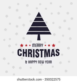 Merry Christmas card, stylized Christmas tree on decorative background. Design elements for holiday cards. Xmas decorated tree icon. vector Greeting Card illustration