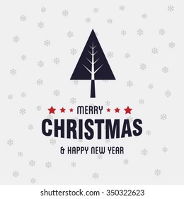 Merry Christmas card, stylized Christmas tree on decorative background. Design elements for holiday cards. Xmas decorated tree icon. vector Greeting Card illustration