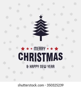 Merry Christmas card, stylized Christmas tree on decorative background